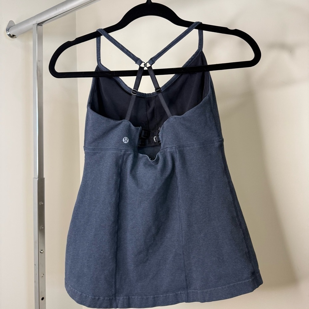 Lululemon Built-In Bra Tank Top Heathered Deep Coal Gray Size 8 – Connect Straps - Picture 3 of 8